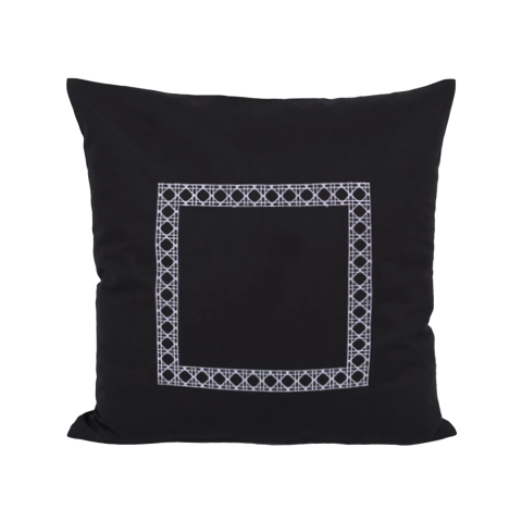 Wicker Nakış Kırlent Siyah