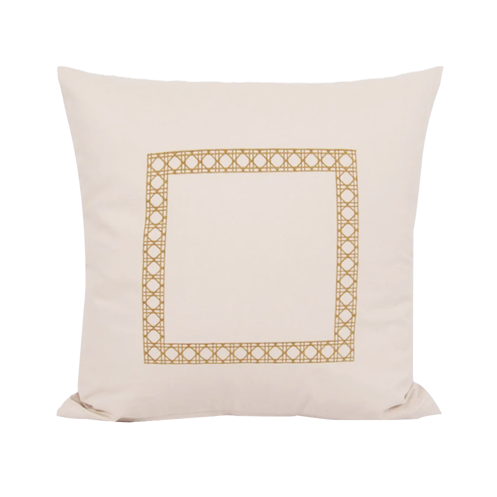 Wicker Nakış Kırlent Krem