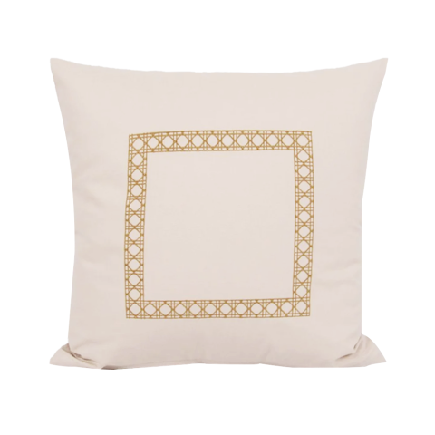 Wicker Nakış Kırlent Krem