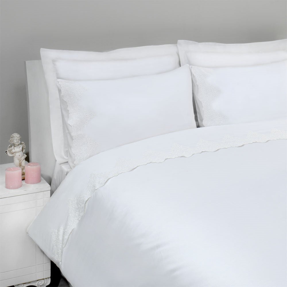 120 Tel İplik Pamuk Saten Nazik Güpür Nevresim Takımı Premium Collection