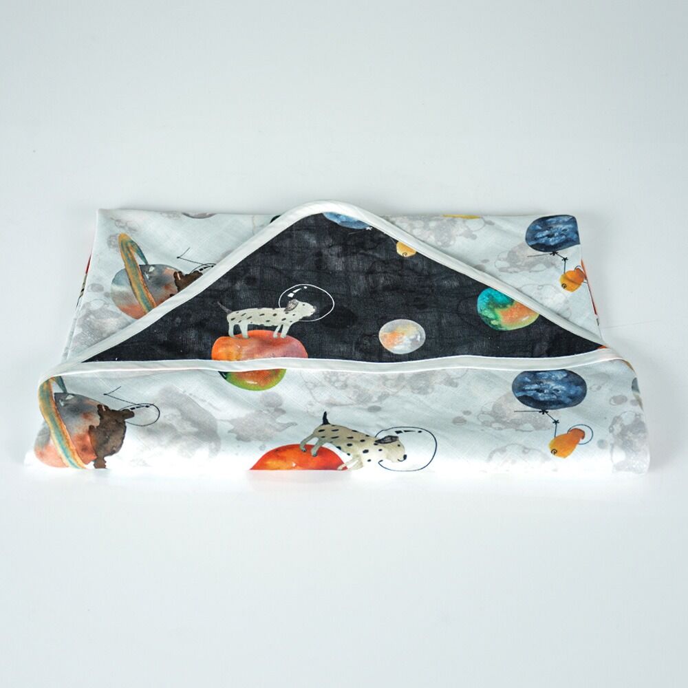 Galaxydog Desenli Müslin Kundak 75x75 cm Yumuşak ve Emici Bebek Battaniyesi