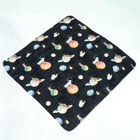 Galaxydog Desenli Müslin Kundak 75x75 cm Yumuşak ve Emici Bebek Battaniyesi
