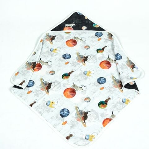 Galaxydog Desenli Müslin Kundak 75x75 cm Yumuşak ve Emici Bebek Battaniyesi