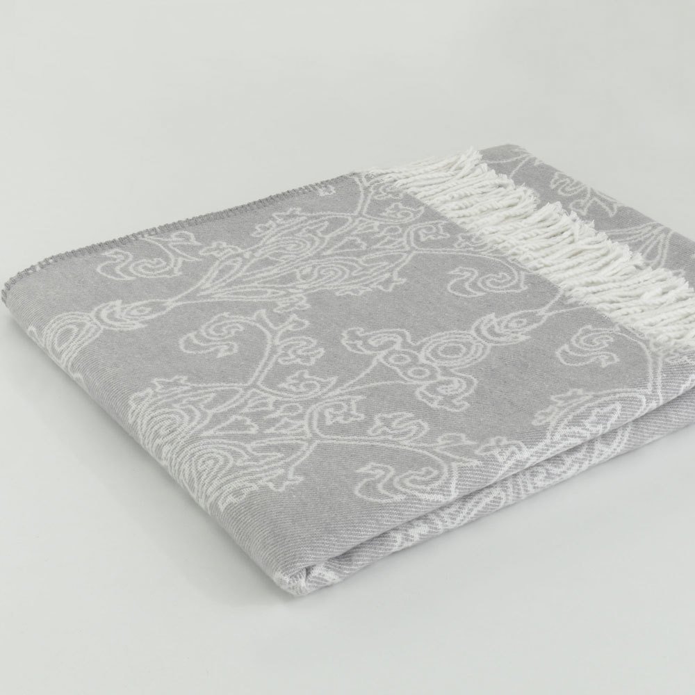 Damask Skoç Battaniye Gri