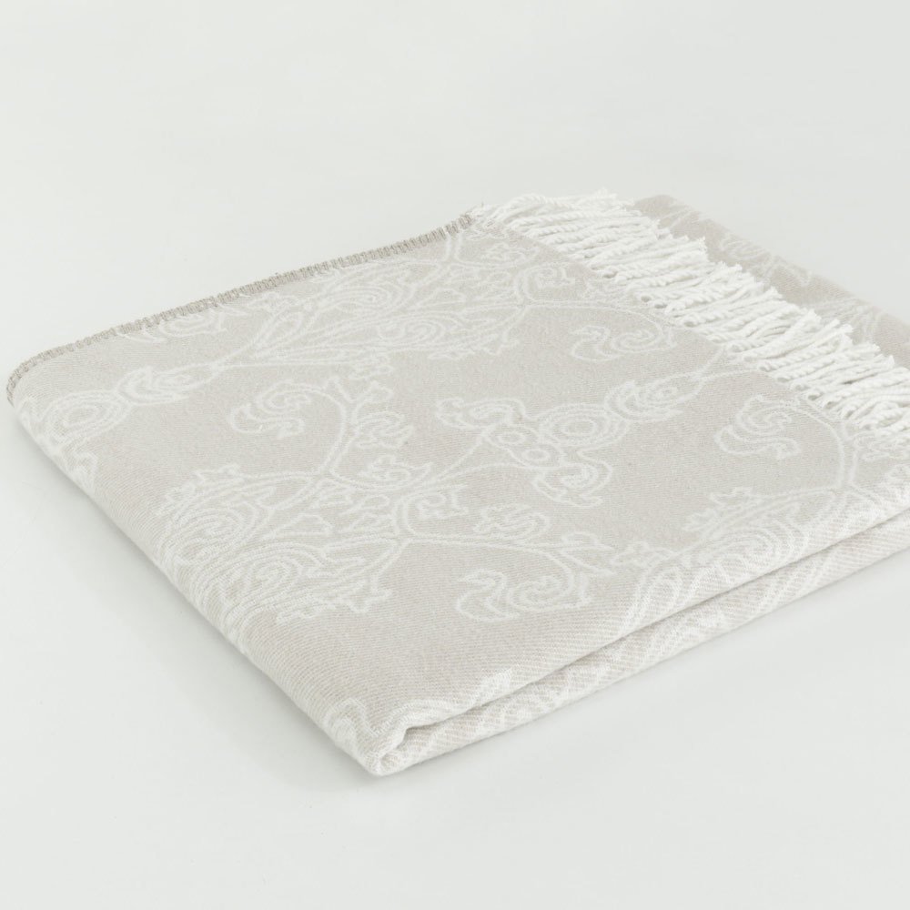 Damask Skoç Battaniye Bej