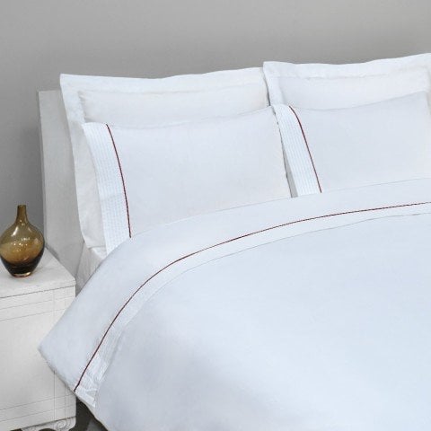 %100 Pamuk Saten Armürlü Biyeli Nevresim Takımı Premium Collection