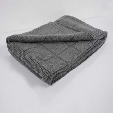 Gri akrilik koltuk şalı 130x170 cm çift taraflı özel örgü battaniye