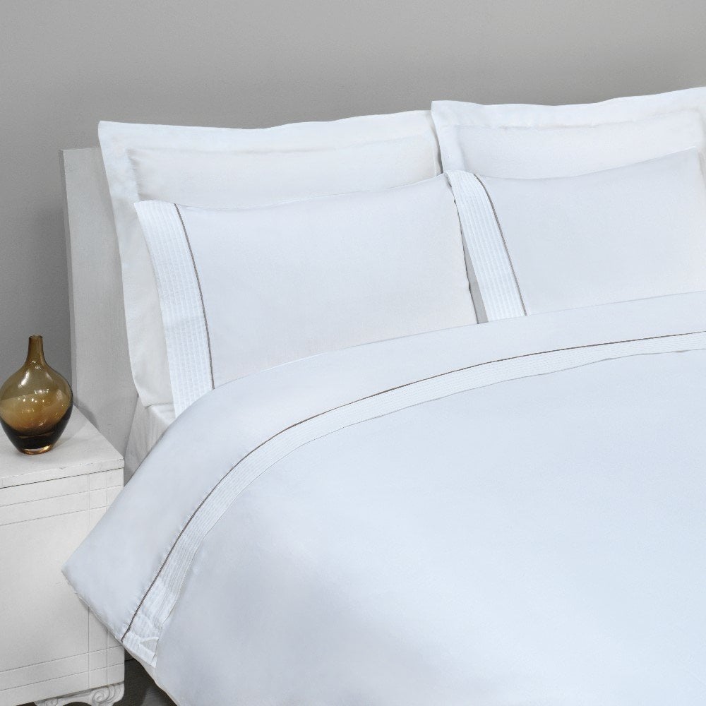 %100 Pamuk Saten Armürlü Biyeli Saten Nevresim Takımı Gri - King Size - Düz Çarşaf