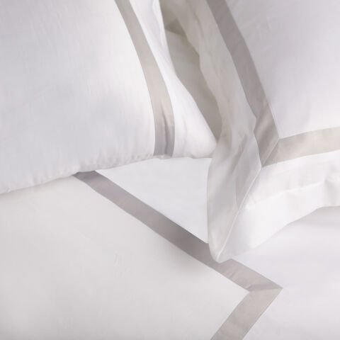 150 Tel %100 Pamuk Saten Vale Kişiye Özel Nakışlı Nevresim Takımı Gri - Çift Kişilik - Fitted Çarşaf