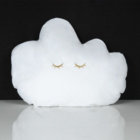 Nakışlı işlemeli bulut dekoratif yastık 50x40 pamuk panama çocuk odası tekstil aksesuarı