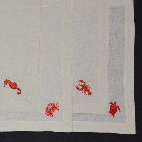 4'lü Deniz Canlıları Desenli Dekoratif Peçete Seti Masa Tekstili