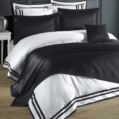 %100 Pamuk Saten Valeria Nevresim Takımı Siyah - Çift Kişilik - Düz Çarşaf