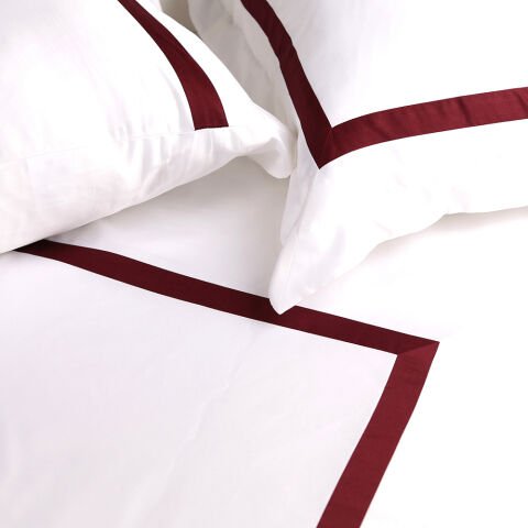 150 Tel %100 Pamuk Saten Vale Kişiye Özel Nakışlı Nevresim Takımı Bordo - Çift Kişilik - Düz Çarşaf