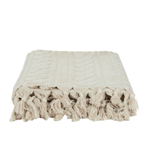 Saç Örgü Havlu Bej - 50x90