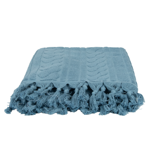 Saç Örgü Havlu Mavi - 90x150