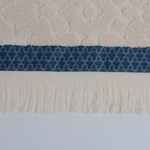 Jakarlı Saçaklı Havlu Mavi - 30x50