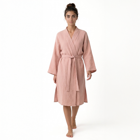 Kimono Müslin Bornoz Beyaz