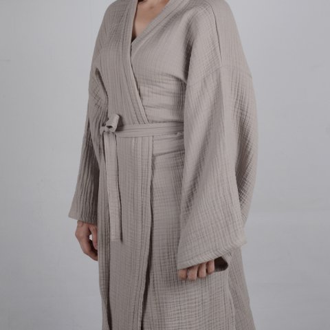 Kimono kesim müslin bornoz hafif ve nefes alabilir ev tekstili modeli