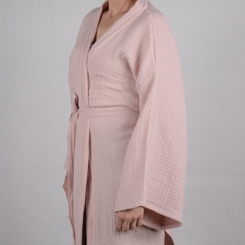 Kimono kesim müslin bornoz hafif ve nefes alabilir ev tekstili modeli