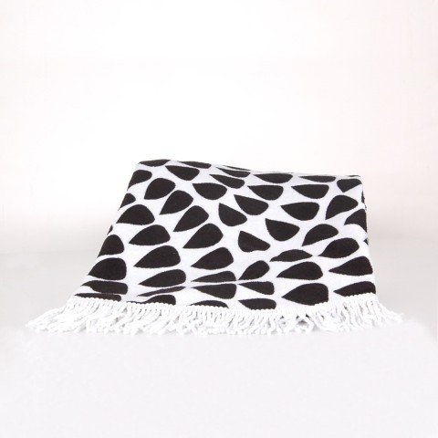 Yuvarlak Damla Desen Plaj Havlusu Siyah