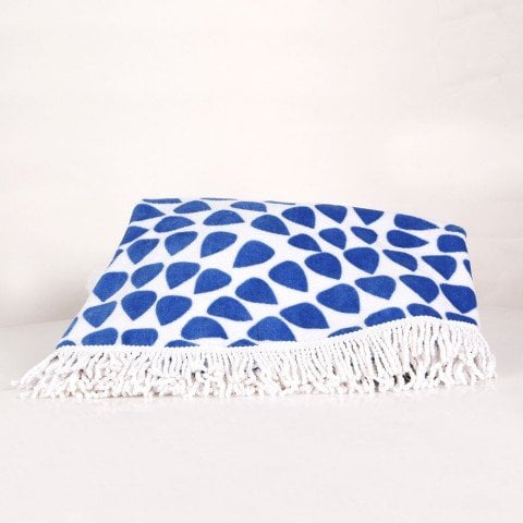 Yuvarlak Damla Desen Plaj Havlusu Lacivert