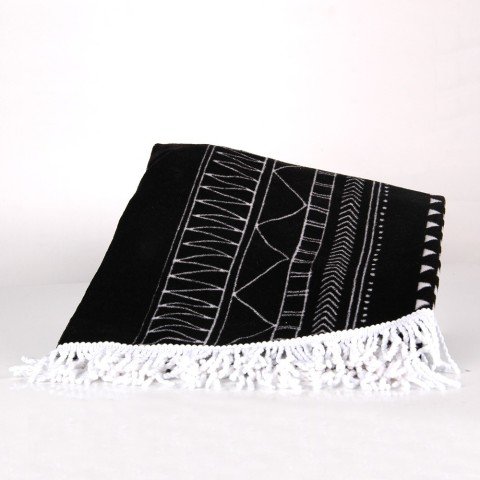 Yuvarlak etnik desen pamuklu antibakteriyel plaj havlusu nefes alan dokuma