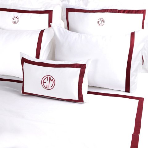 Kişiye Özel Nakışlı Kırlent ve Yastık Bordo - 50x70 Volanlı Yastık Kılıfı