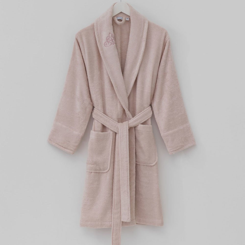 Nakışlı Bayan Bornoz M - Pudra