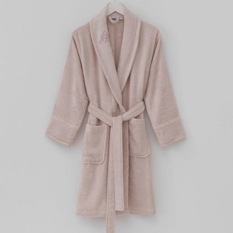 Nakışlı Bayan Bornoz M - Pudra