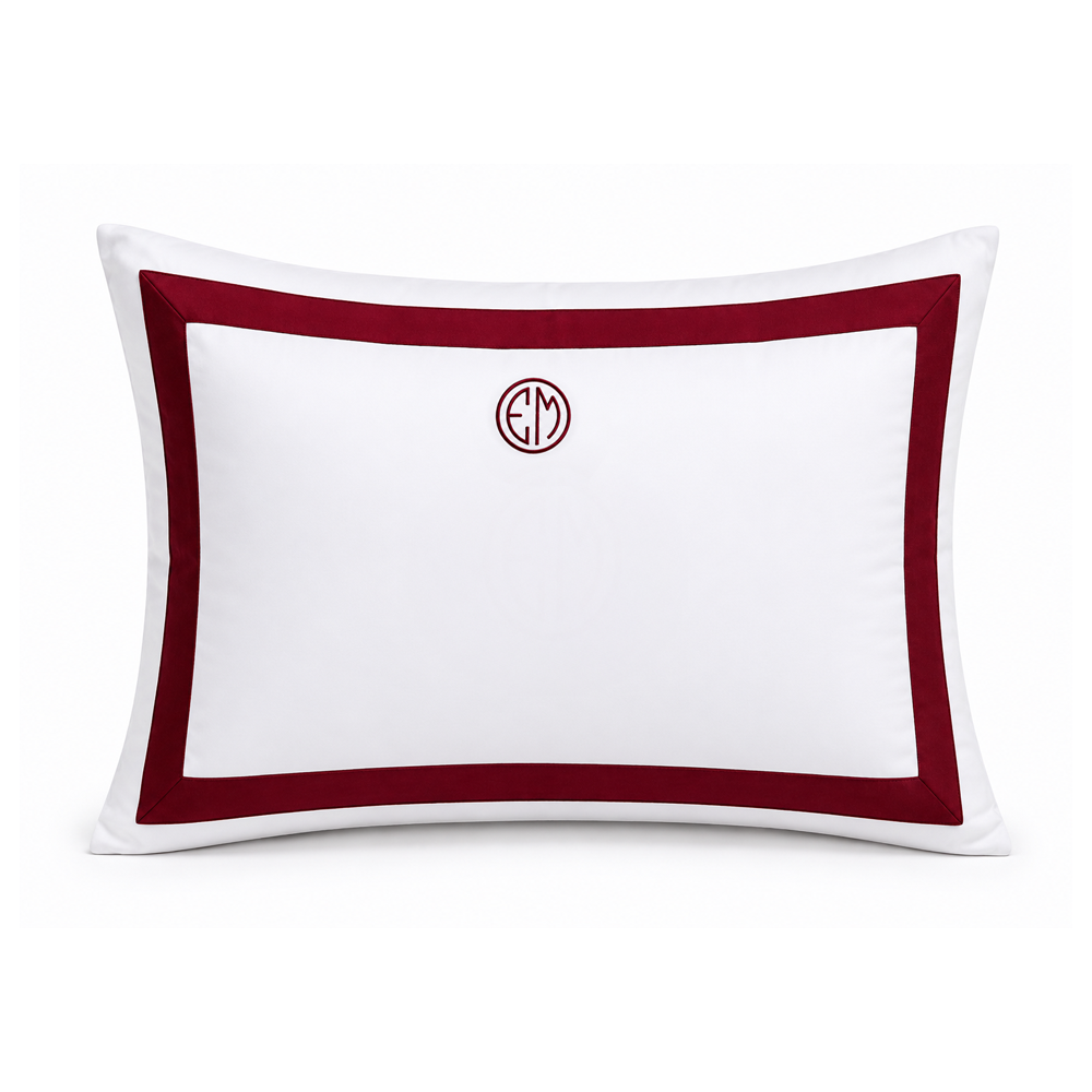 Kişiye Özel Nakışlı Kırlent ve Yastık Bordo - 50x70 Volanlı Yastık Kılıfı