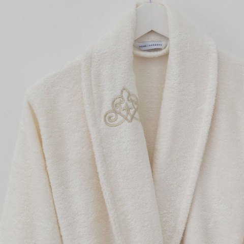 Nakışlı Bayan Bornoz L - Ekru