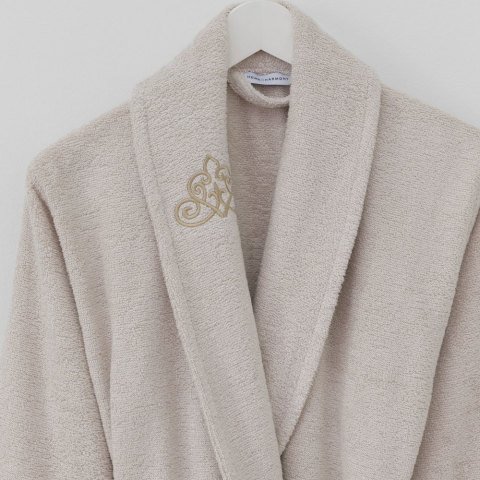 Nakışlı Bayan Bornoz L - Bej