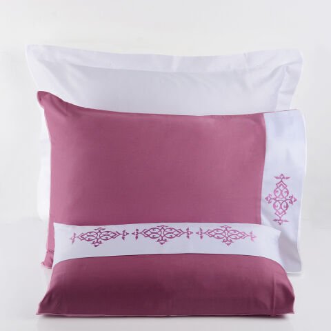 Figure Nakış Nevresim Takımı Fuşya - Çift Kişilik - Fitted Çarşaf