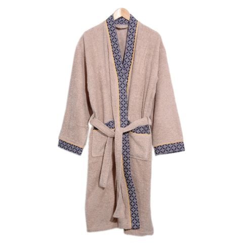 Lacivert Yaka Kimono Bornoz Seti