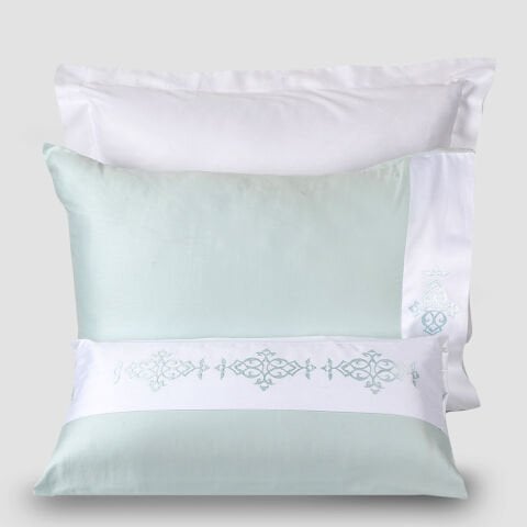 Figure Nakış Nevresim Takımı Mint - King Size - Düz Çarşaf