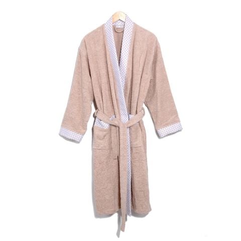 Beyaz Yaka Kimono Bornoz Seti