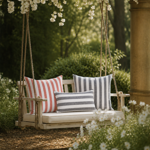 Linen Stripes Kırlent Lacivert - 50x50