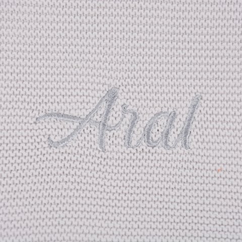 Kişiye Özel Nakışlı Bebek Pamuk Düz Örgü Battaniye Bej