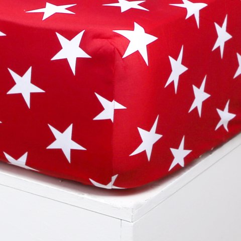 Star Çift Kişilik Fitted + Yst Kırmızı-Beyaz - Tek Kişilik