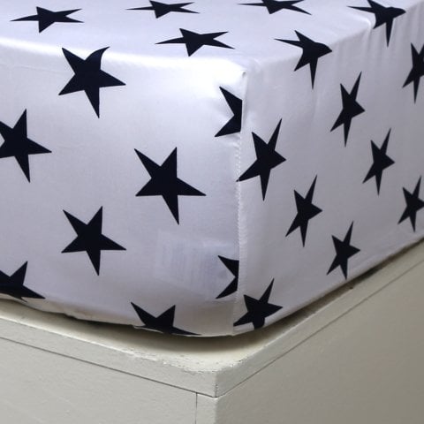 Star Çift Kişilik Fitted + Yst Beyaz-Lacivert - Tek Kişilik