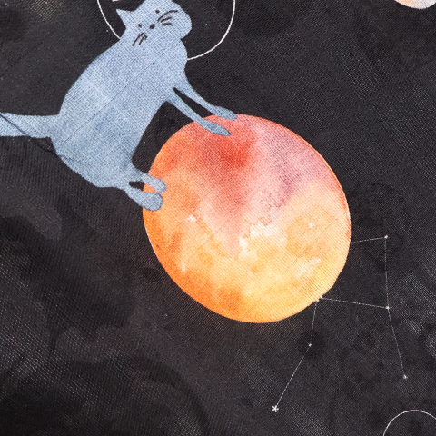 Galaxy Cat Desenli Organik Çift Kat Müslin Çocuk Panço Home Harmony Kids