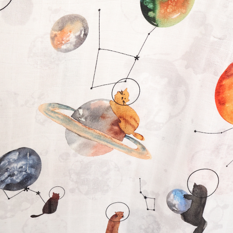 Galaxy Cat Muslin Çocuk Panco Beyaz - 3-5