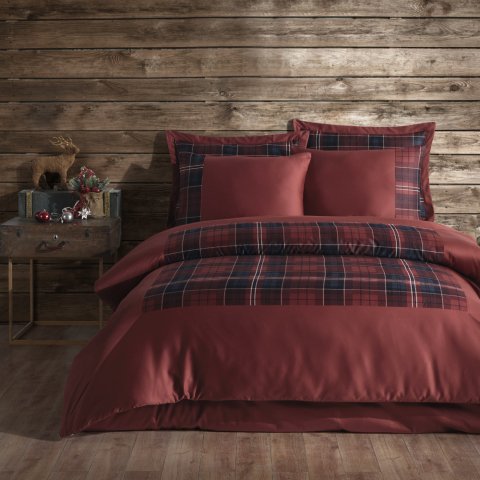 %100 Pamuk Saten New Morris Nevresim Takımı Lacivert - King Size - Düz Çarşaf