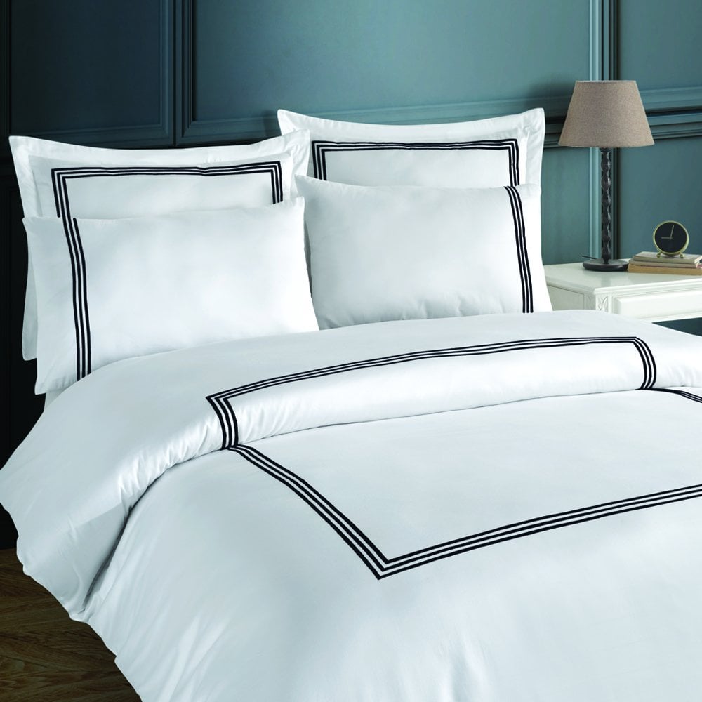 %100 Pamuk Saten Row  Nevresim Takımı Siyah - King Size - Düz Çarşaf