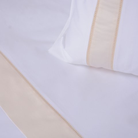 120 Tel İplik %100 Pamuk Saten Dear Delik İş  Nevresim Takımı Ekru - King Size - Fitted Çarşaf