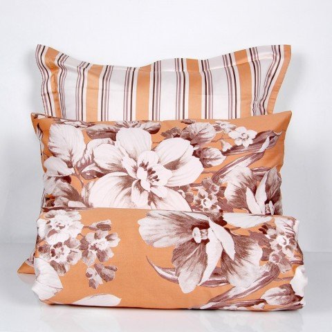 %100 Pamuk Saten Denise  Nevresim Takımı Oranj - Tek Kişilik - Fitted Çarşaf