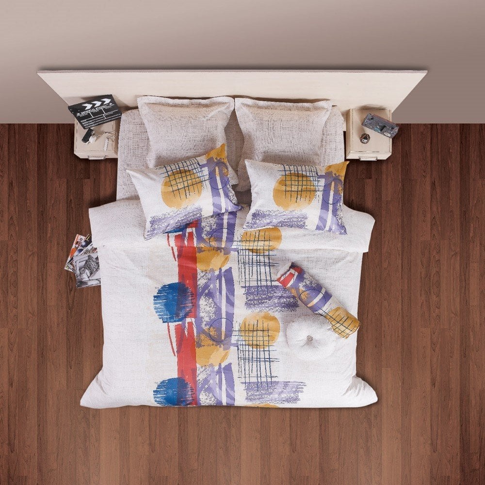 %100 Pamuk Saten Geo  Nevresim Takımı