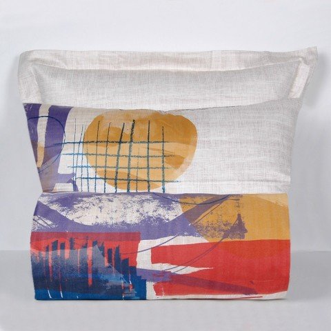 %100 Pamuk Saten Geo  Nevresim Takımı Lila - Tek Kişilik - Fitted Çarşaf