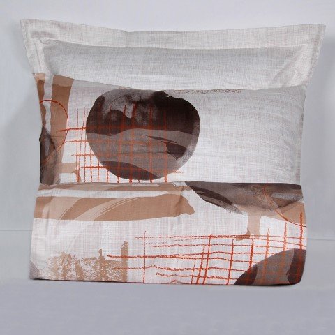 %100 Pamuk Saten Geo  Nevresim Takımı Kahverengi - Tek Kişilik - Fitted Çarşaf