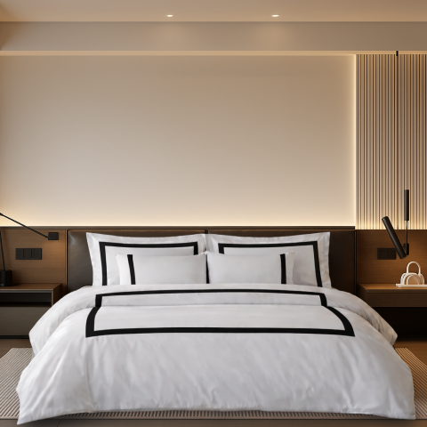 80 Tel %100 Pamuk Saten Vale  Nevresim Takımı Siyah - King Size - Düz Çarşaf